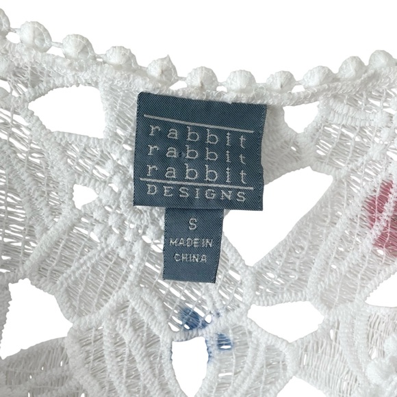 Lace Floral RABBIT RABBIT RABBIT Designs V-Neck One Button Open Front Size Small - Picture 8 of 9